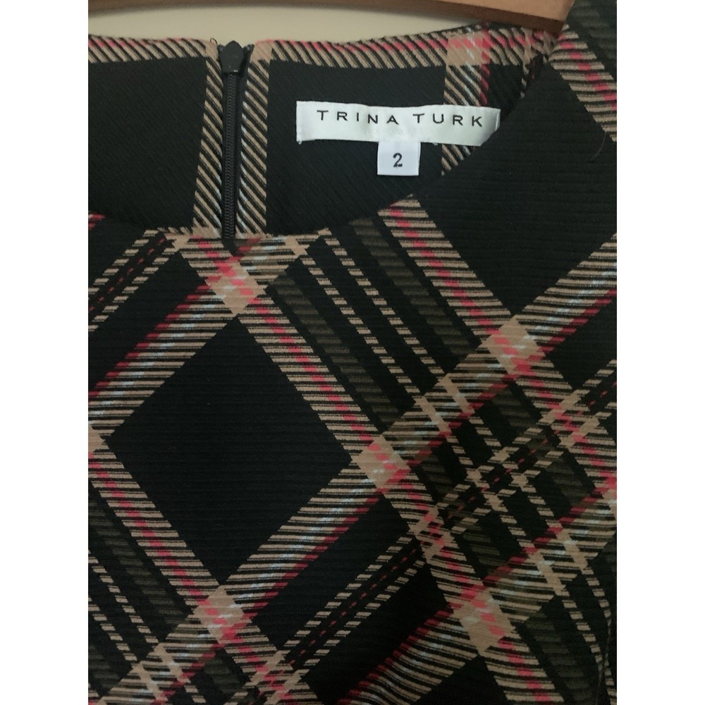 Trina Turk Brynne women's dress Plaid Shift sleeveless mini dress SZ-2 - Picture 15 of 16